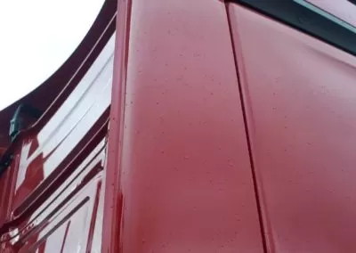 Mercedes truck with a red spoiler