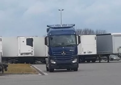 Mercedes truck with a spoiler