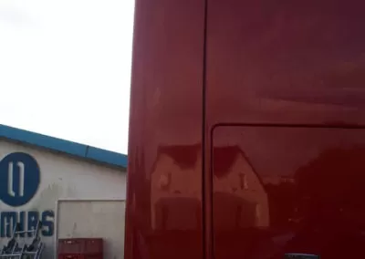 Mercedes truck with a red spoiler