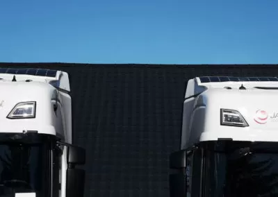 Spoiler with solar installation on Scania